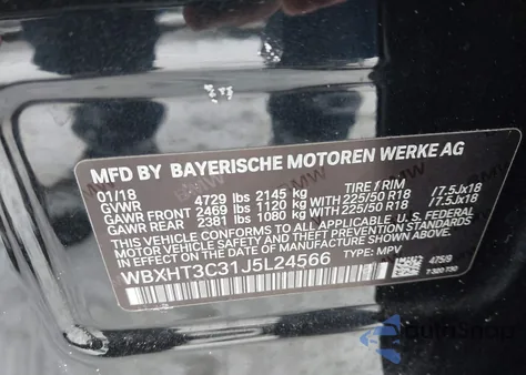 2018 BMW X1 xDrive28I from USA, damaged, VIN WBXHT3C31J5L24566